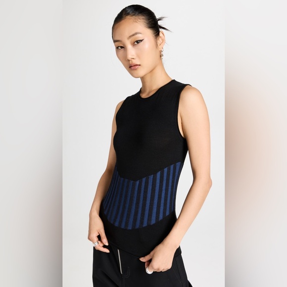 Dion Lee Tops - DION LEE Designer Blue/Black Two Tone Bone Corset Wool Blend Tank Top size 4